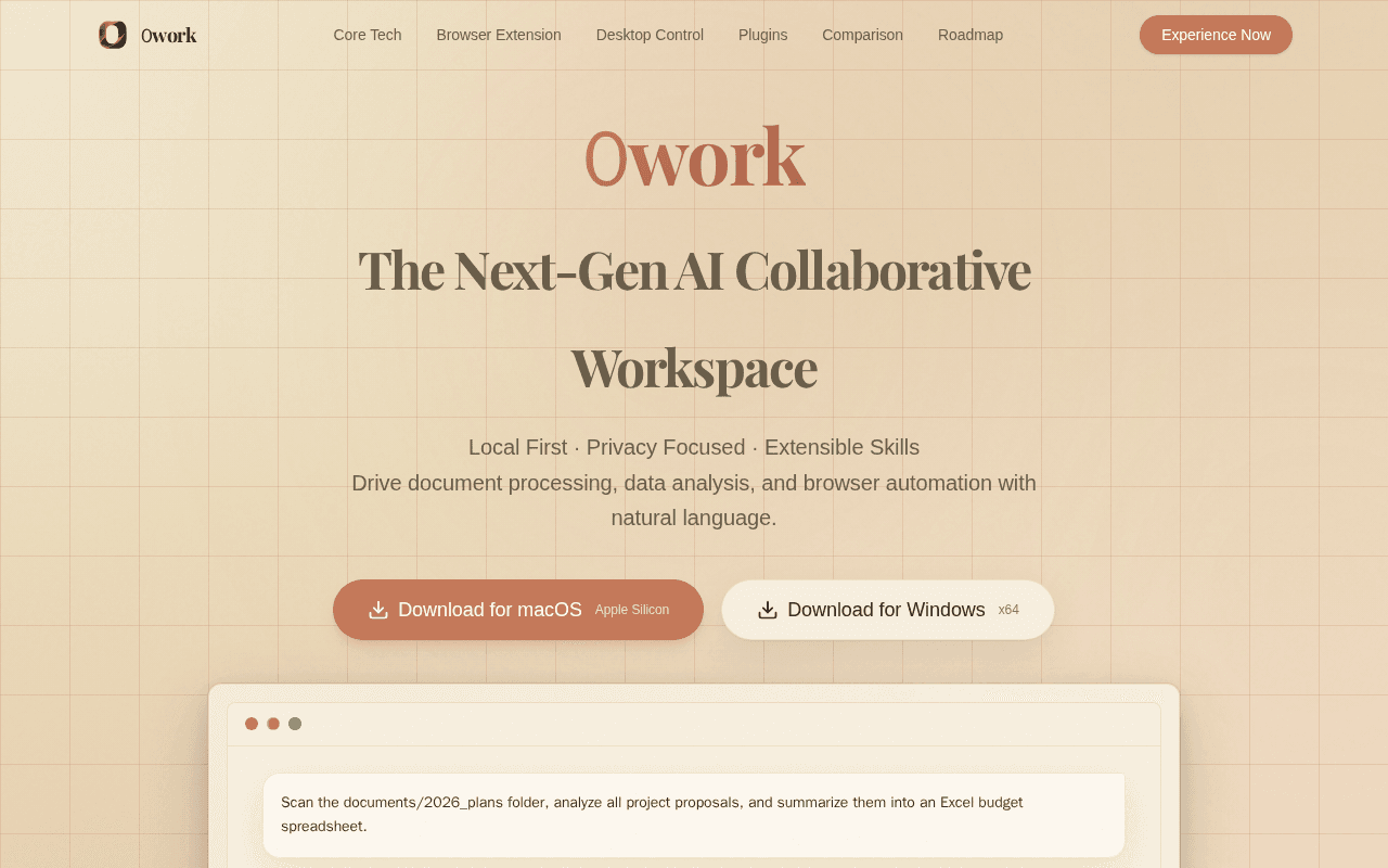 Screenshot of 0work.ai