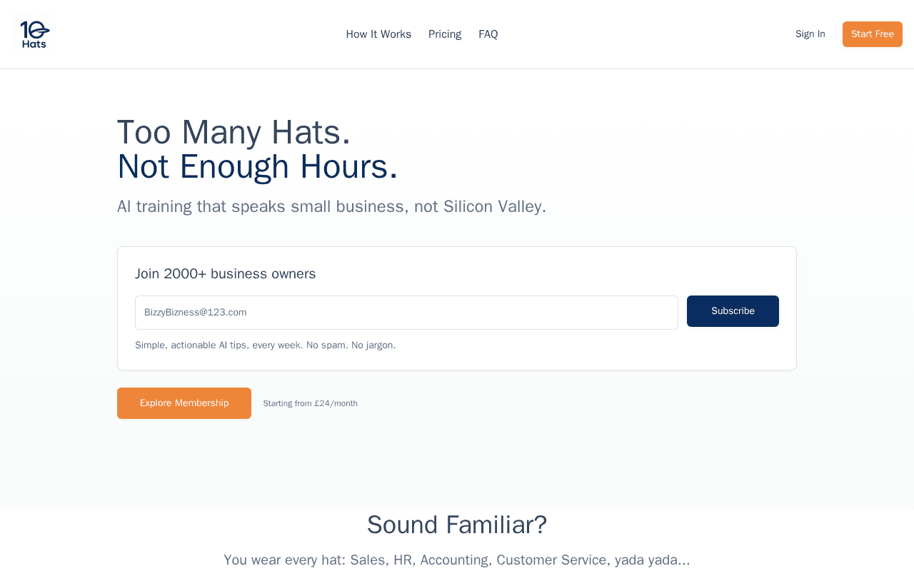 Screenshot of 10hats.ai