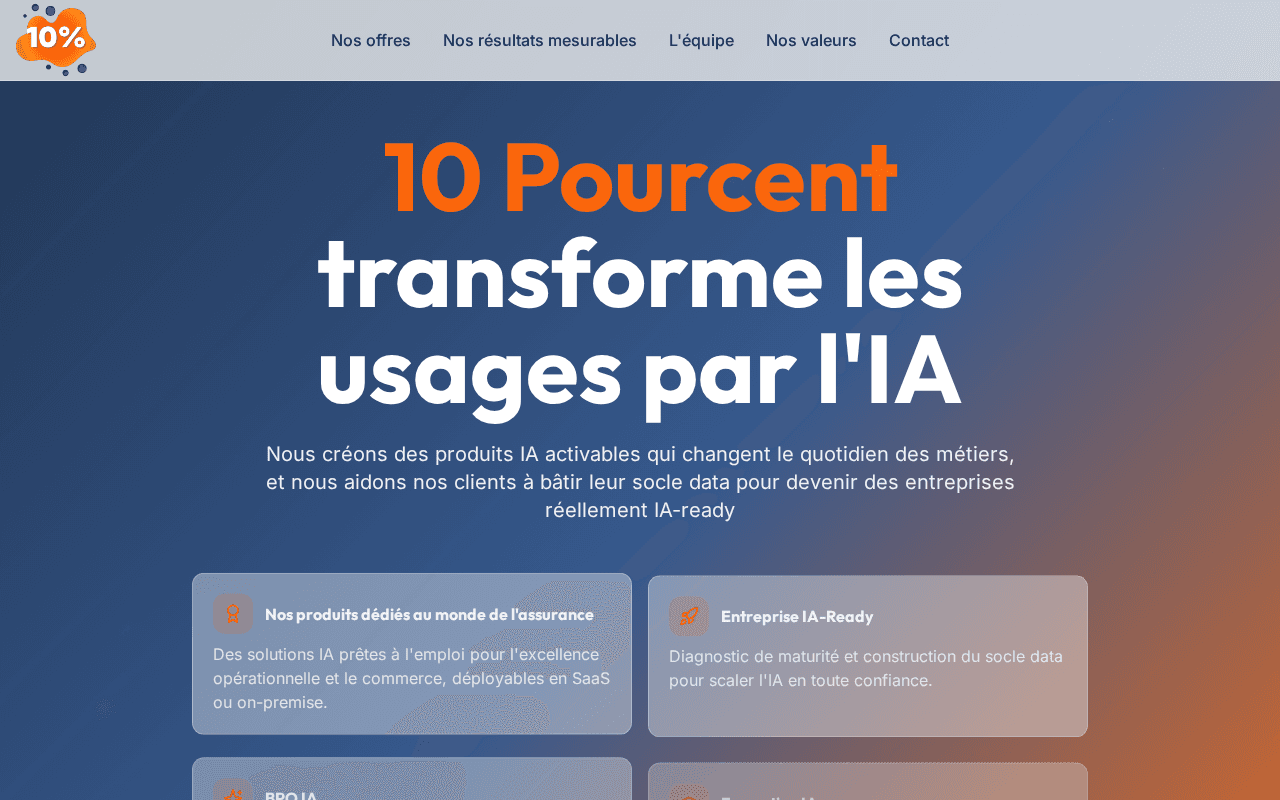 Screenshot of 10pourcent.ai