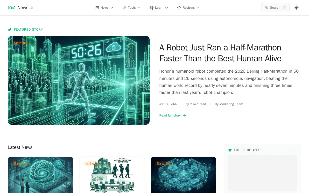 Screenshot of 10xnews.ai