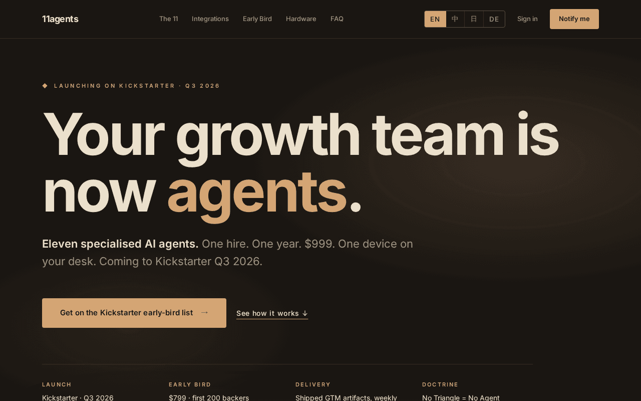 Screenshot of 11agents.ai