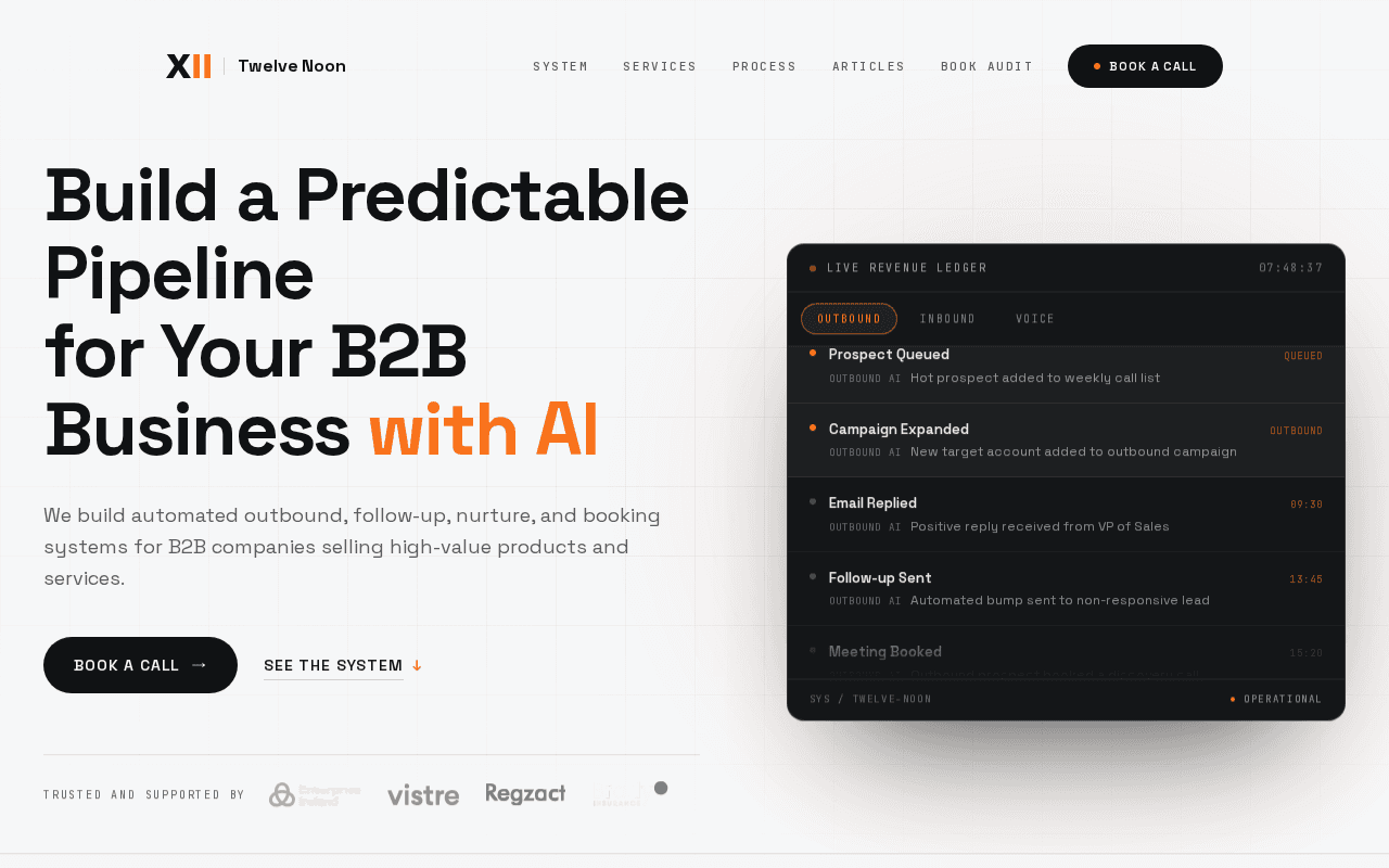 Screenshot of 12noon.ai