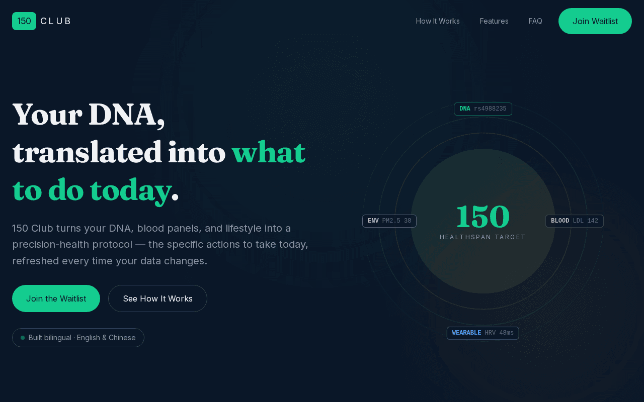 Screenshot of 150club.ai