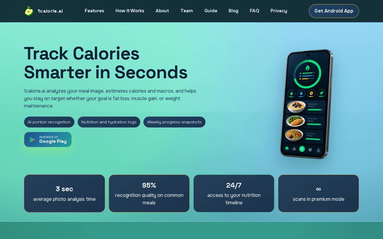 Screenshot of 1calorie.ai