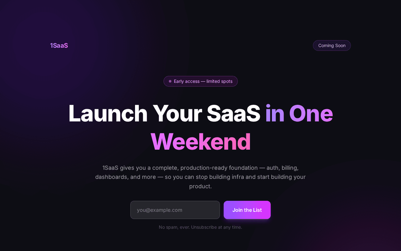 Screenshot of 1saas.ai