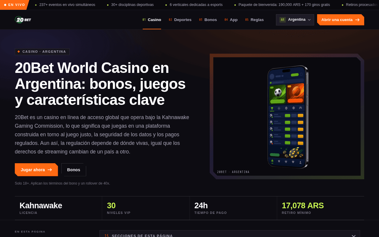 Screenshot of 20bet.ai