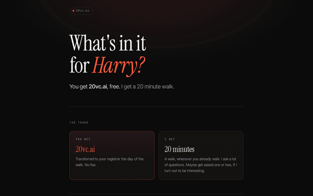 Screenshot of 20vc.ai
