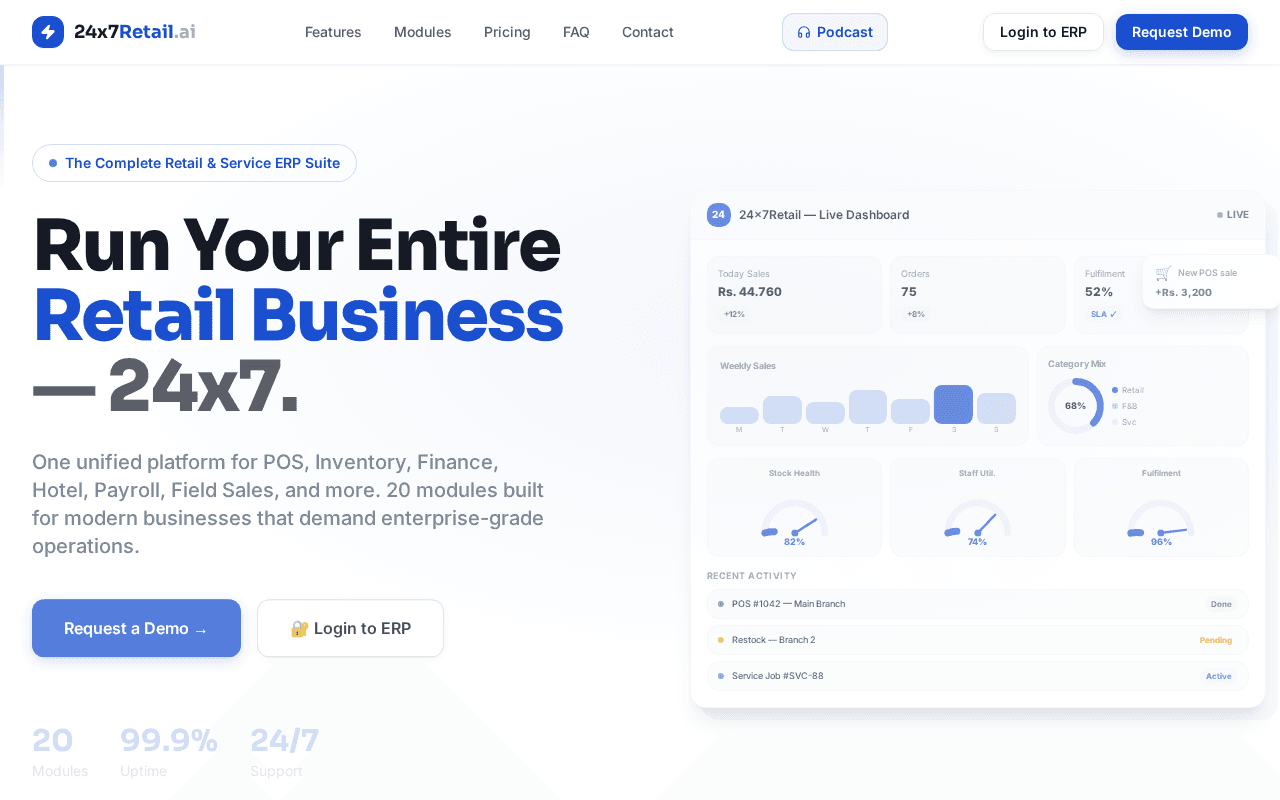 Screenshot of 24x7retail.ai