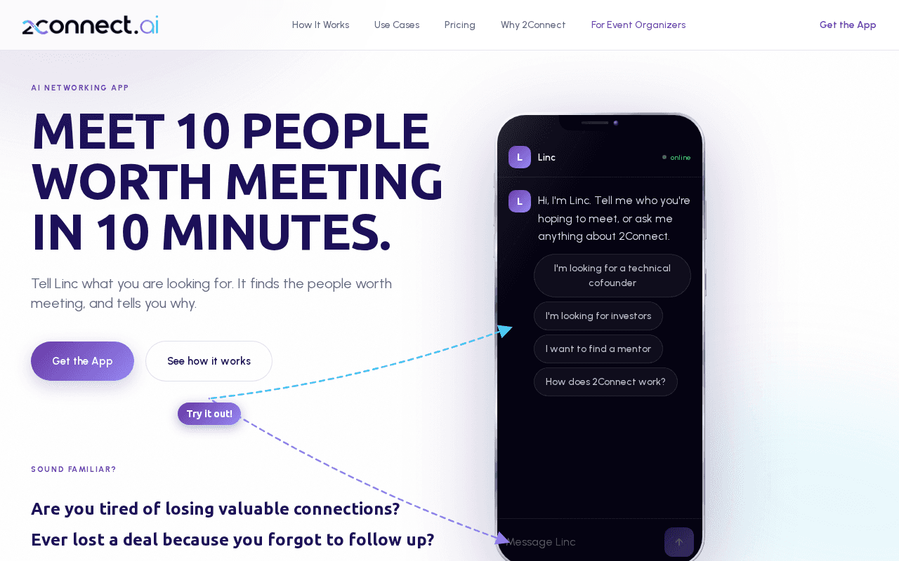 Screenshot of 2connect.ai