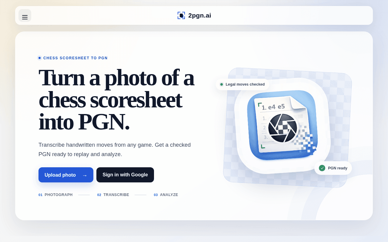 Screenshot of 2pgn.ai