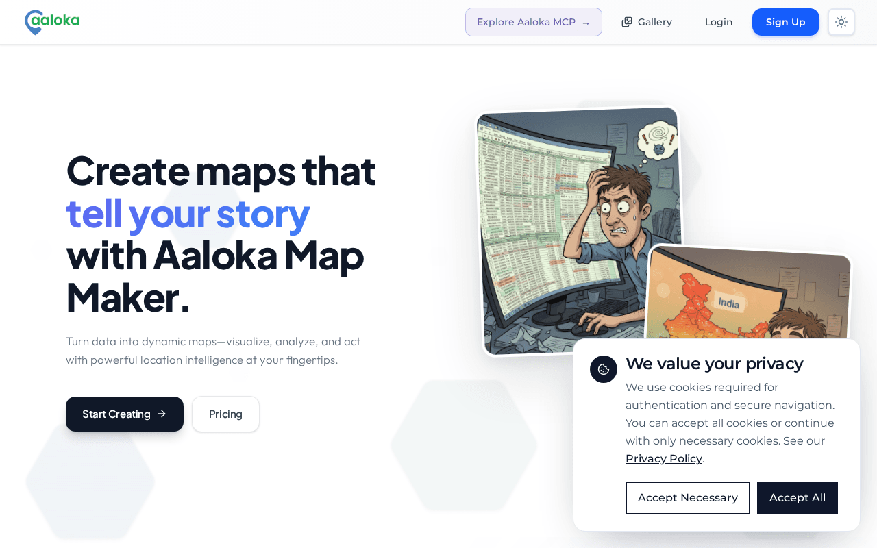 Screenshot of aaloka.ai