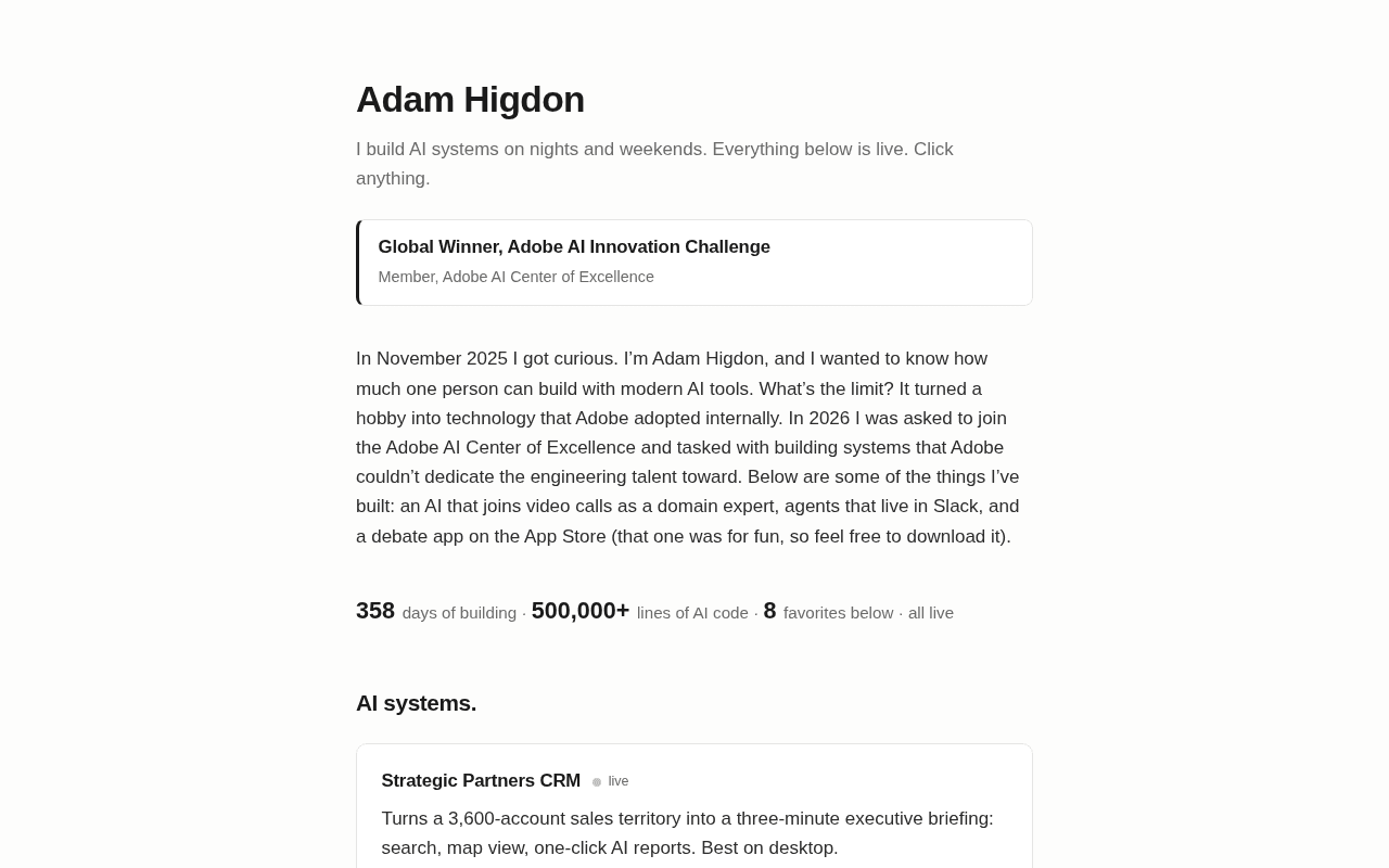 Screenshot of adamhigdon.ai