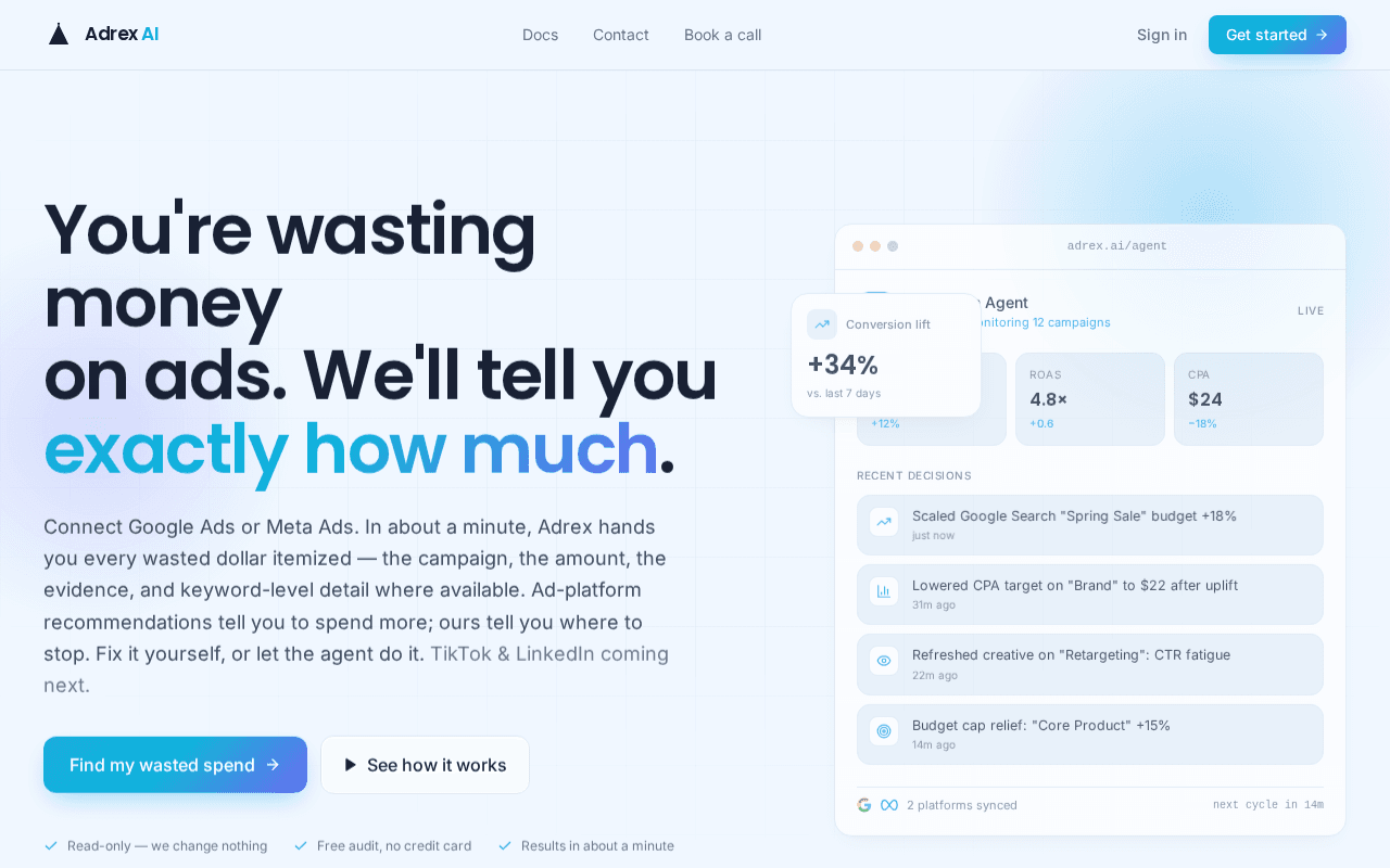 Screenshot of adrex.ai