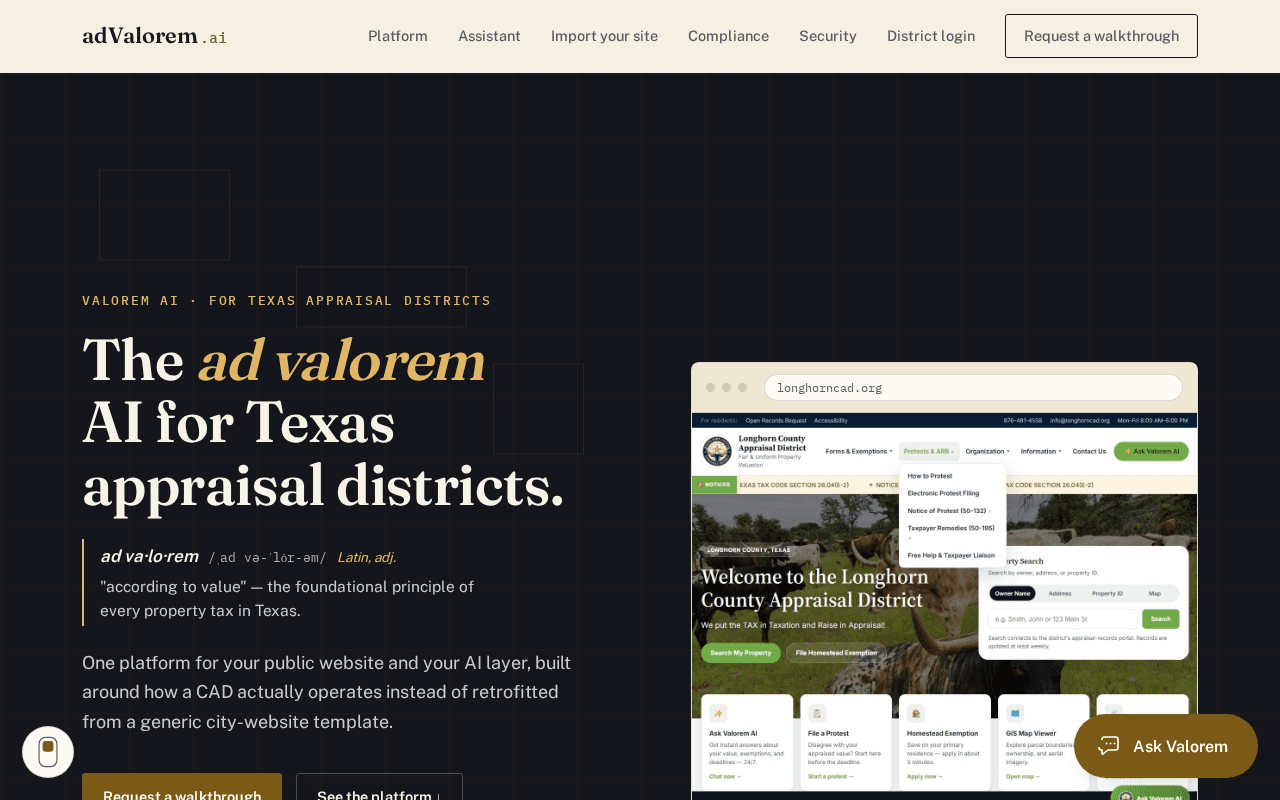 Screenshot of advalorem.ai