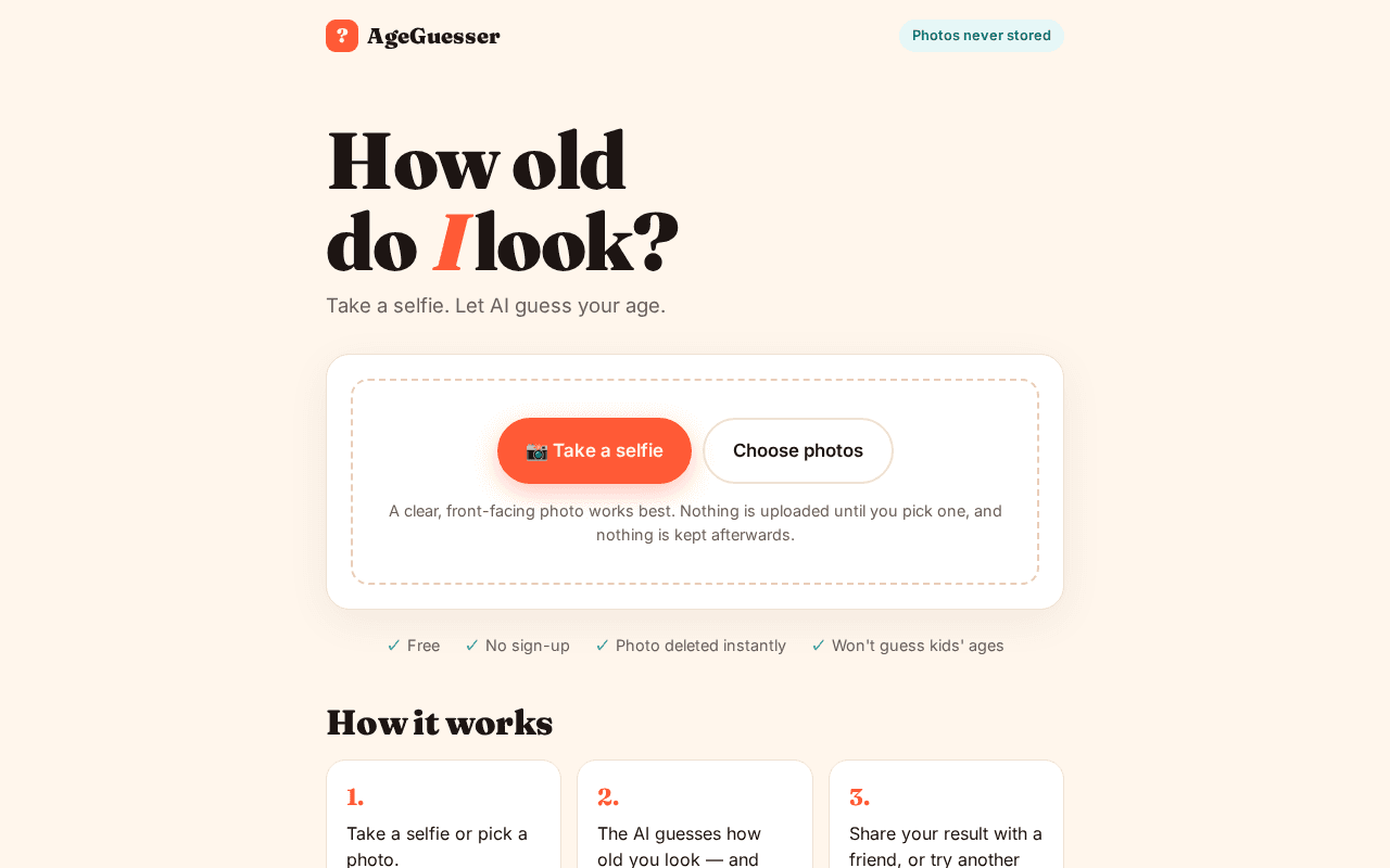 Screenshot of ageguesser.ai