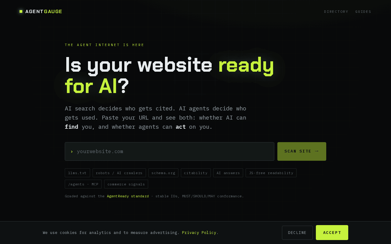 Screenshot of agentgauge.ai