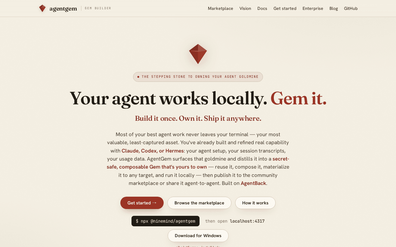 Screenshot of agentgem.ai