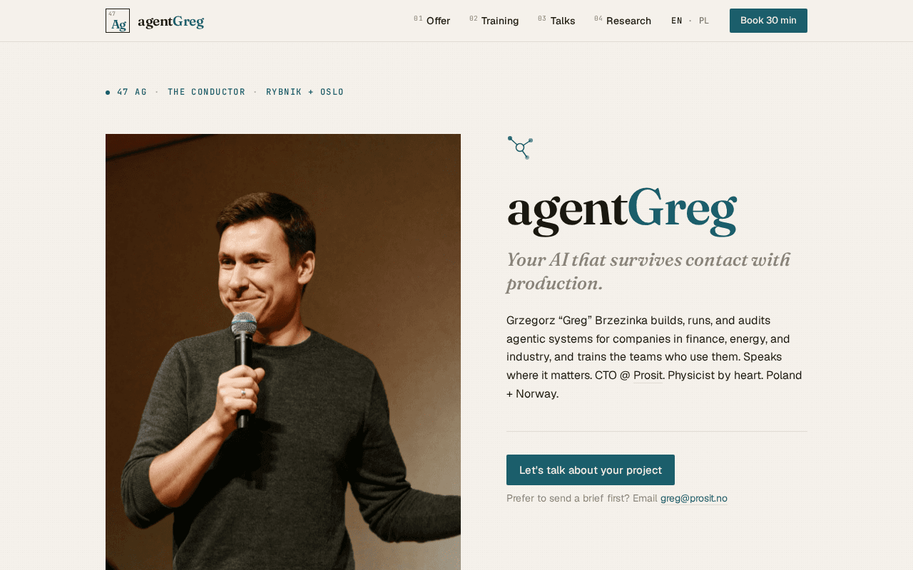 Screenshot of agentgreg.ai