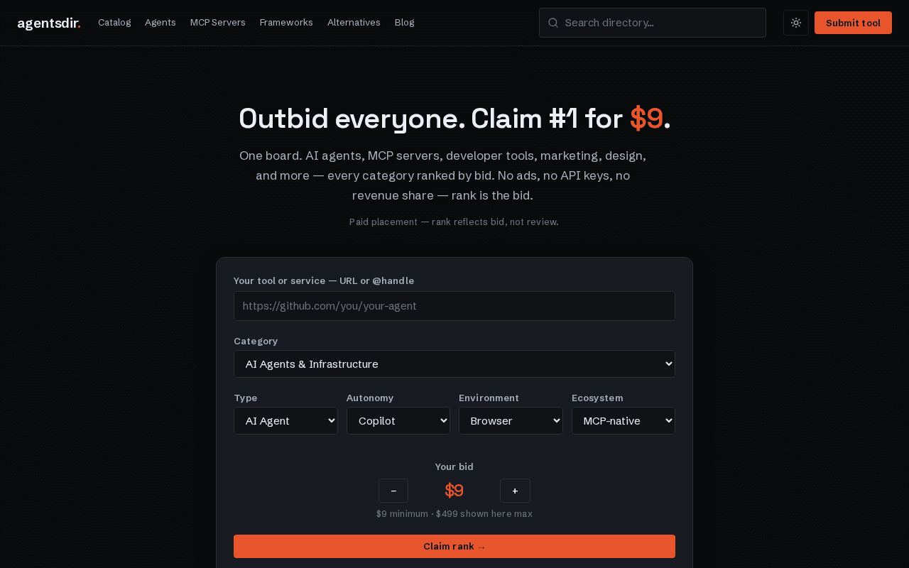 Screenshot of agentsdir.ai