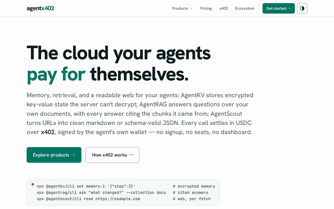 Screenshot of agentx402.ai