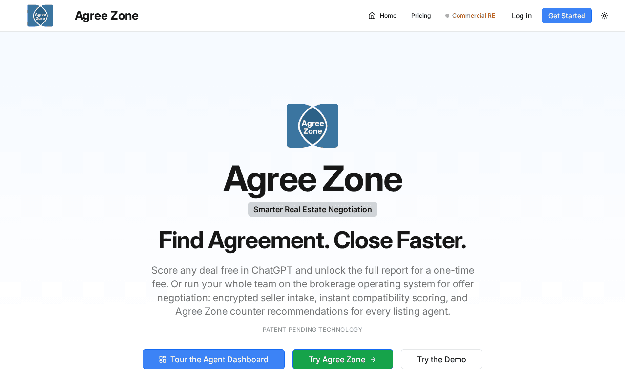 Screenshot of agreezone.ai