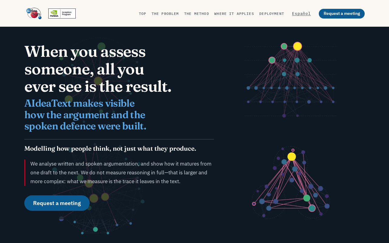 Screenshot of aideatext.ai