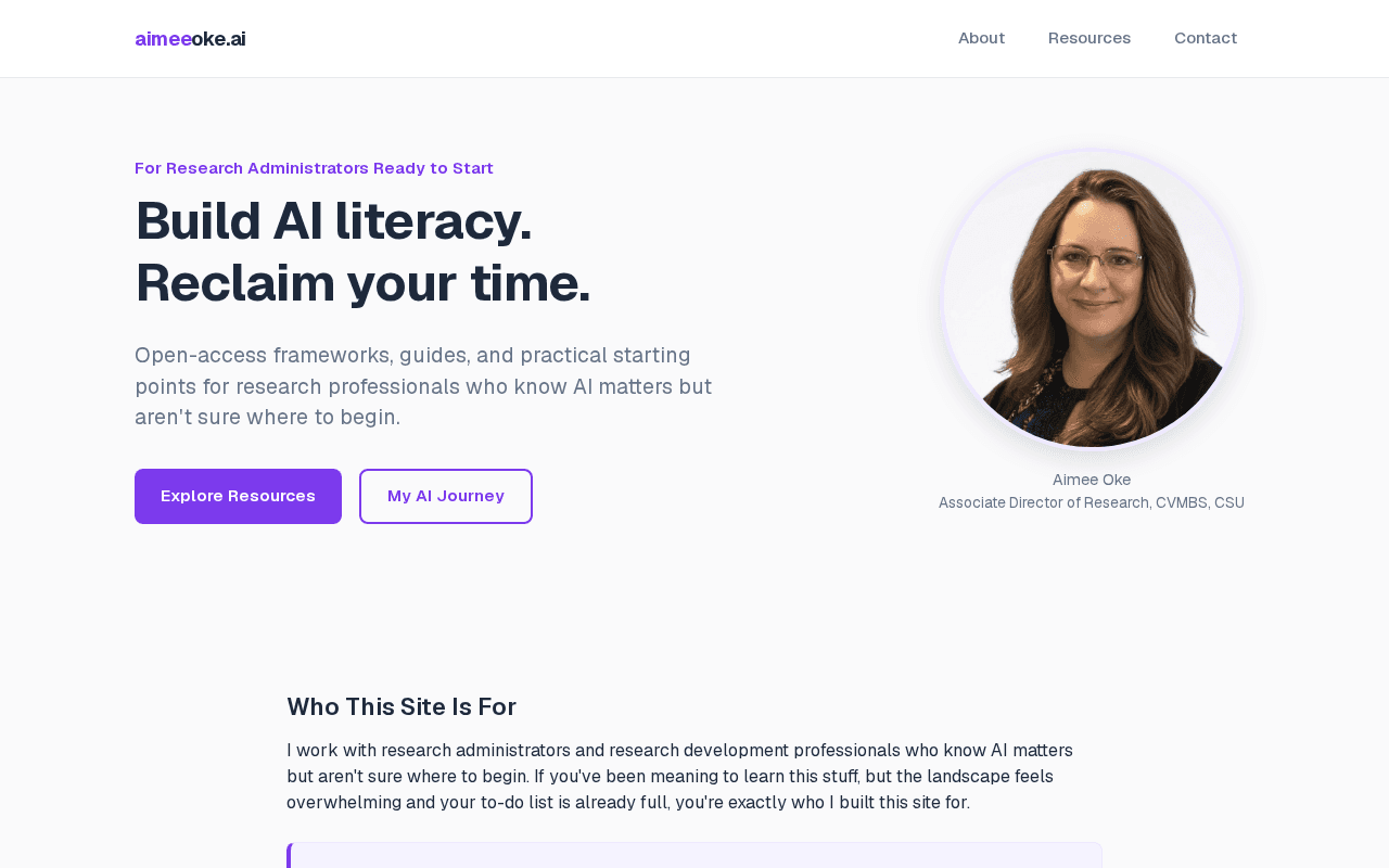 Screenshot of aimeeoke.ai