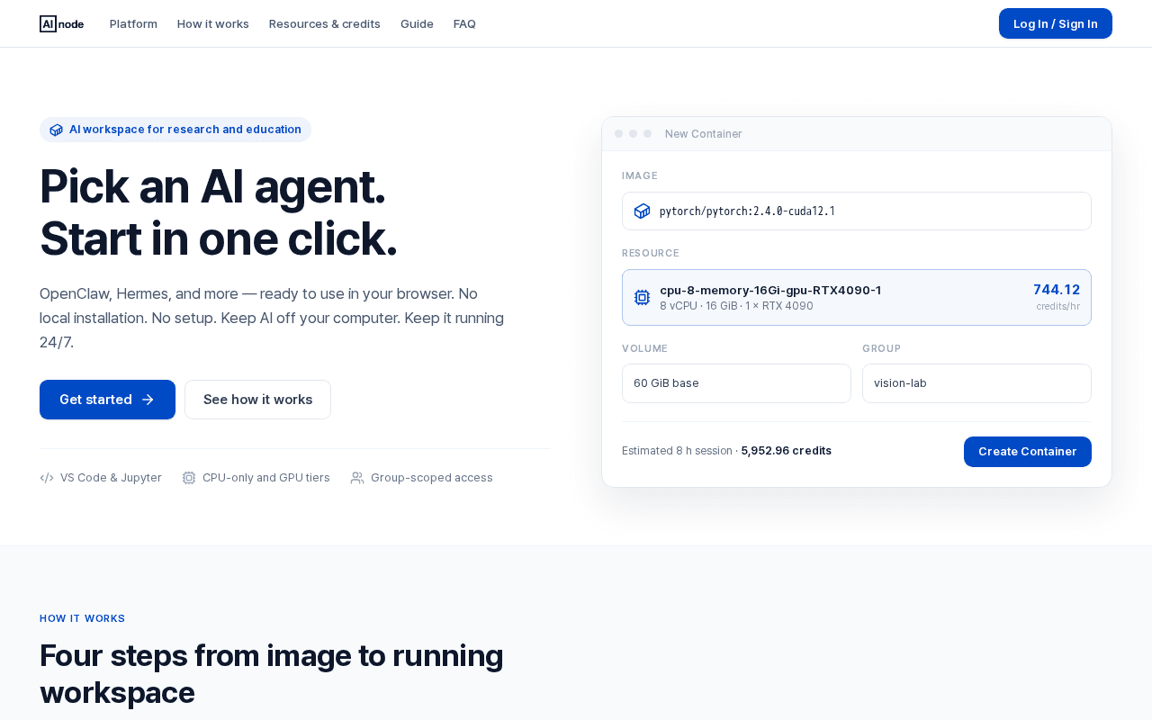 Screenshot of ainode.ai