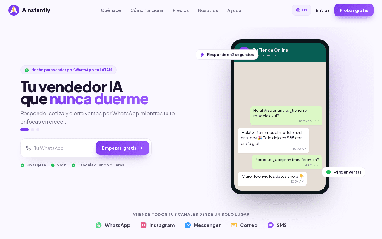 Screenshot of ainstantly.ai
