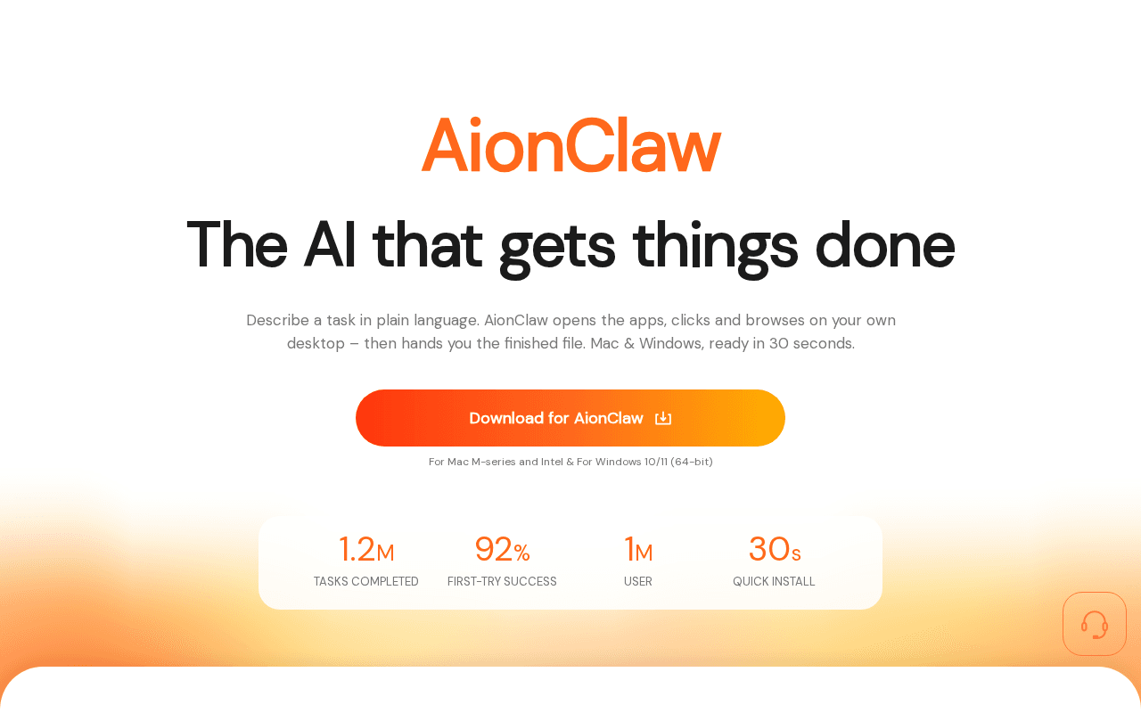 Screenshot of aionclaw.ai