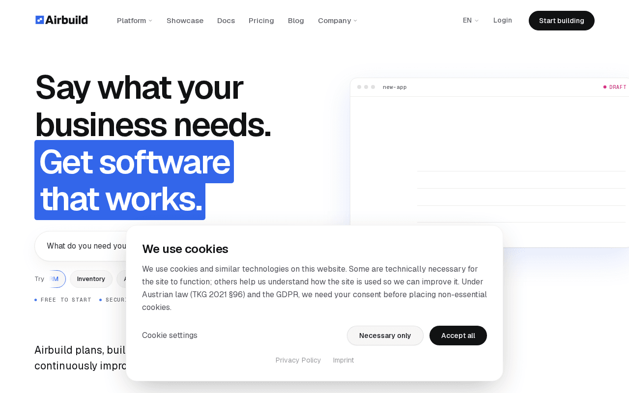 Screenshot of airbuild.ai