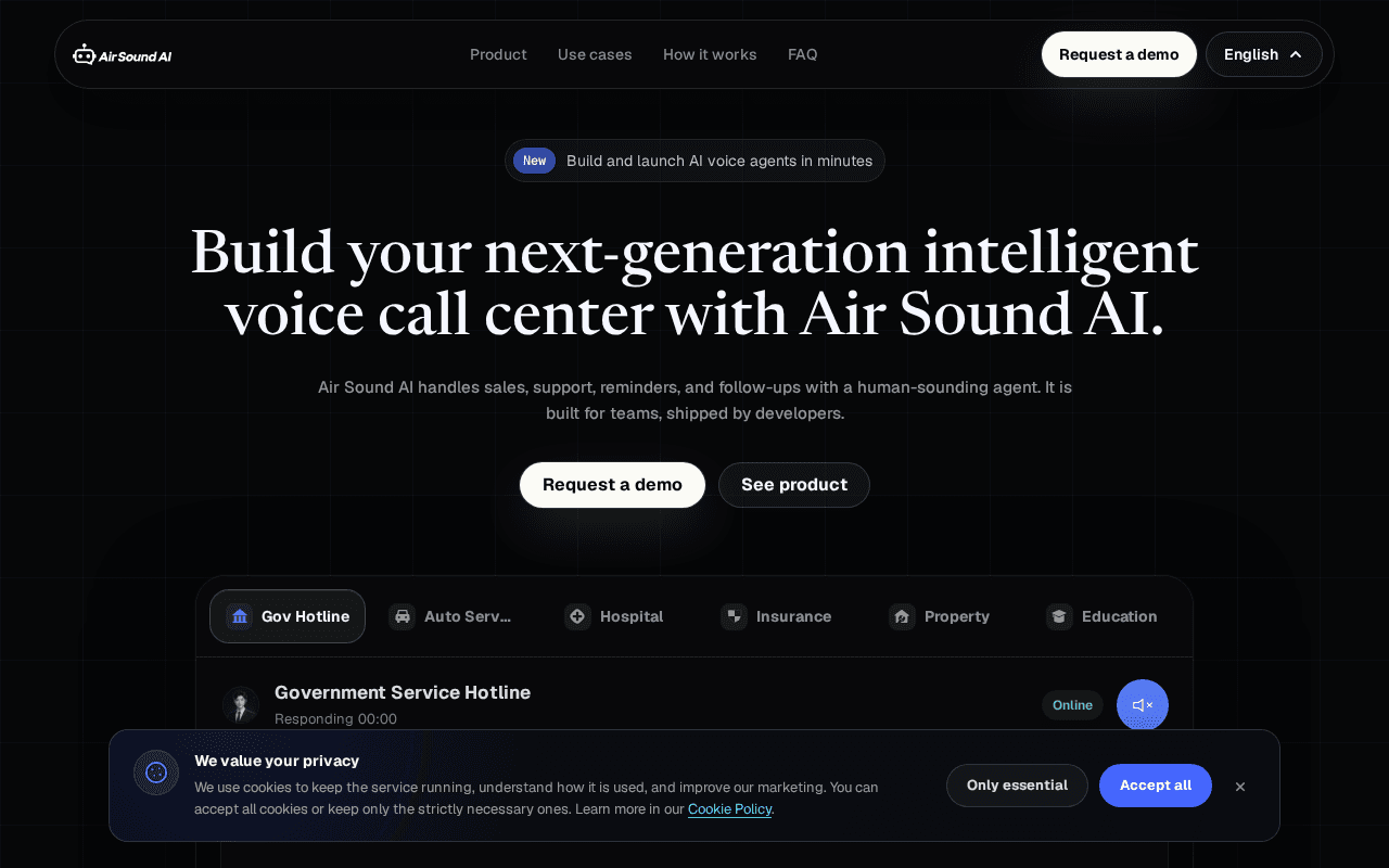 Screenshot of airsound.ai
