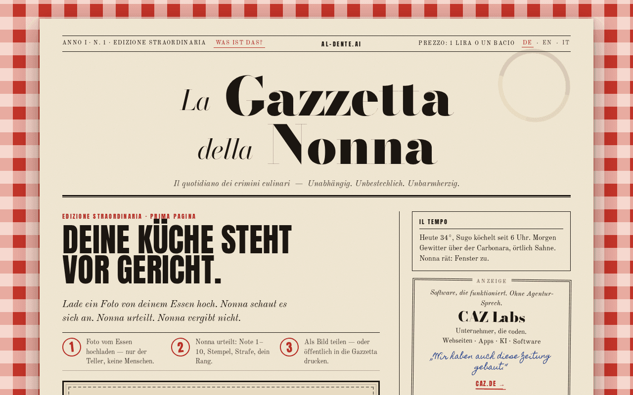 Screenshot of al-dente.ai