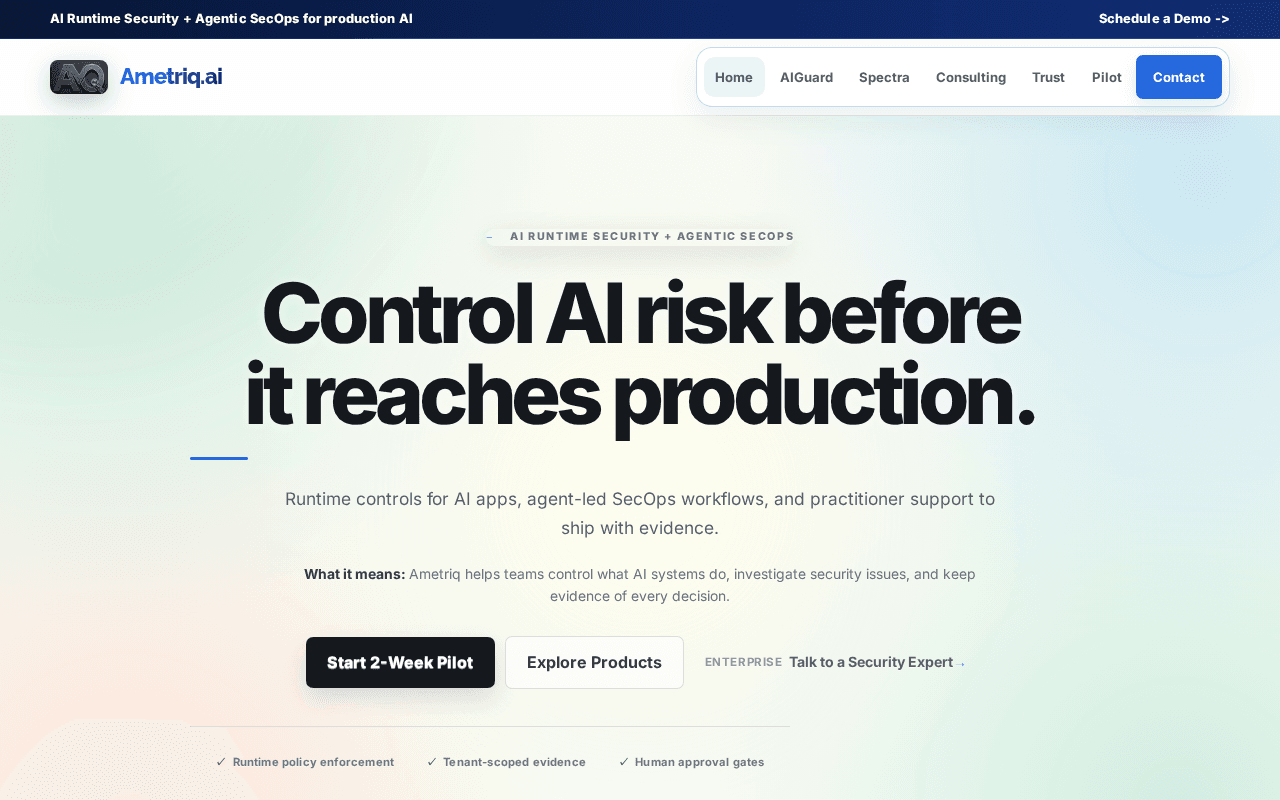 Screenshot of ametriq.ai