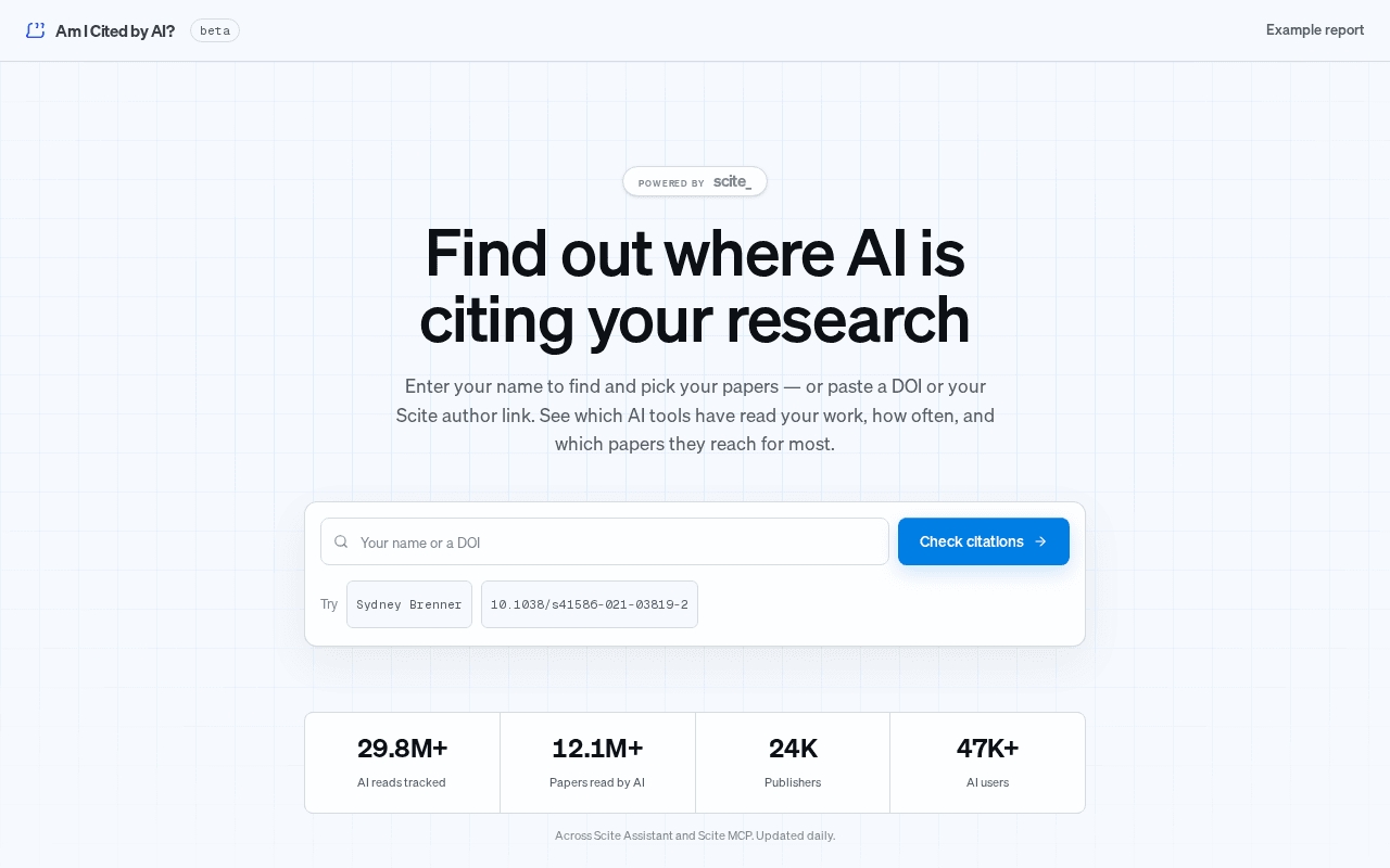 Screenshot of amicitedby.ai