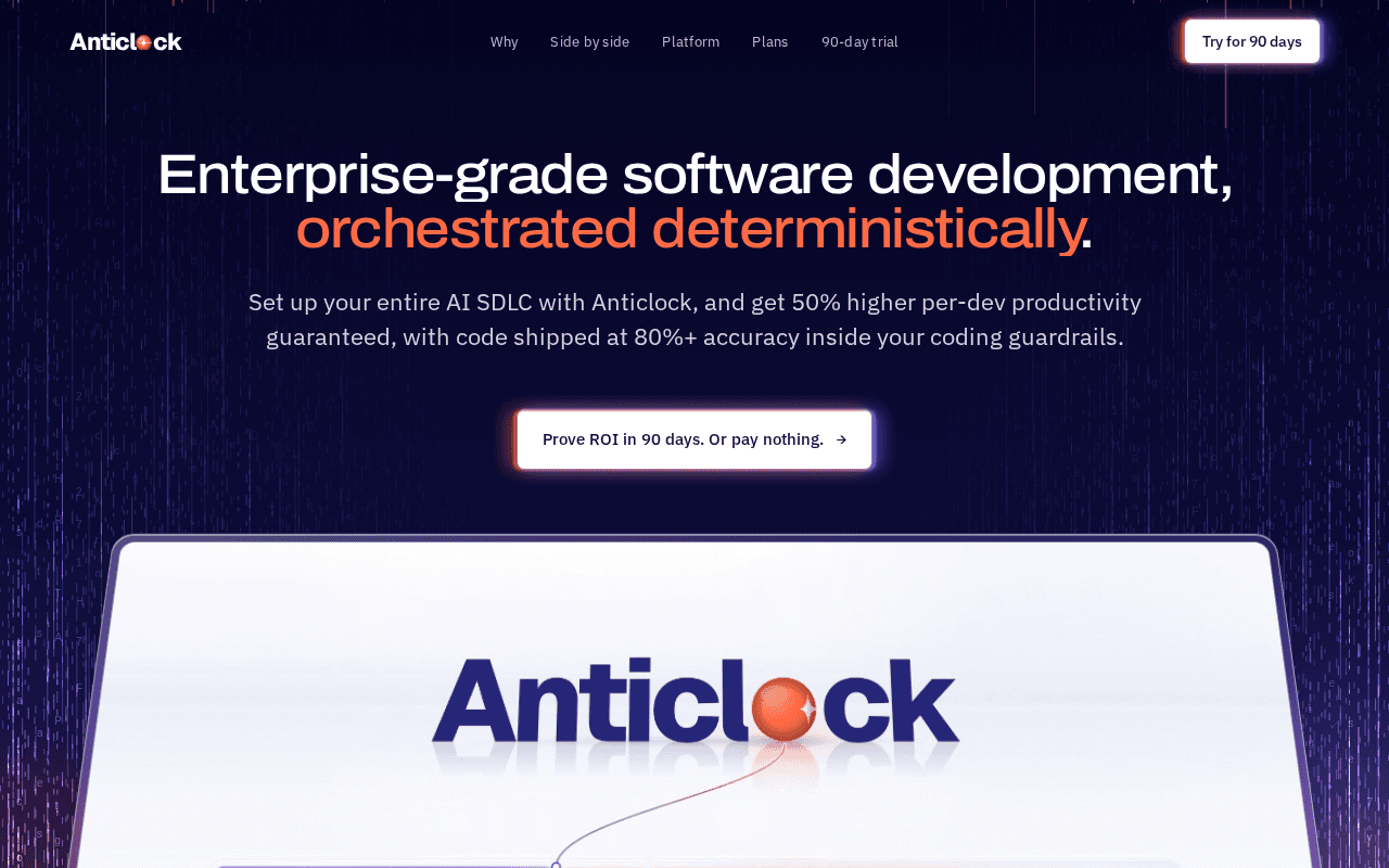 Screenshot of anticlock.ai