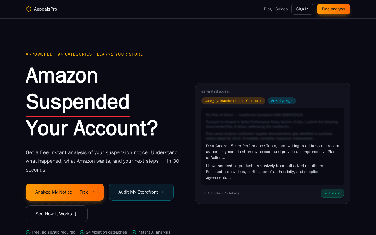 Screenshot of appealspro.ai