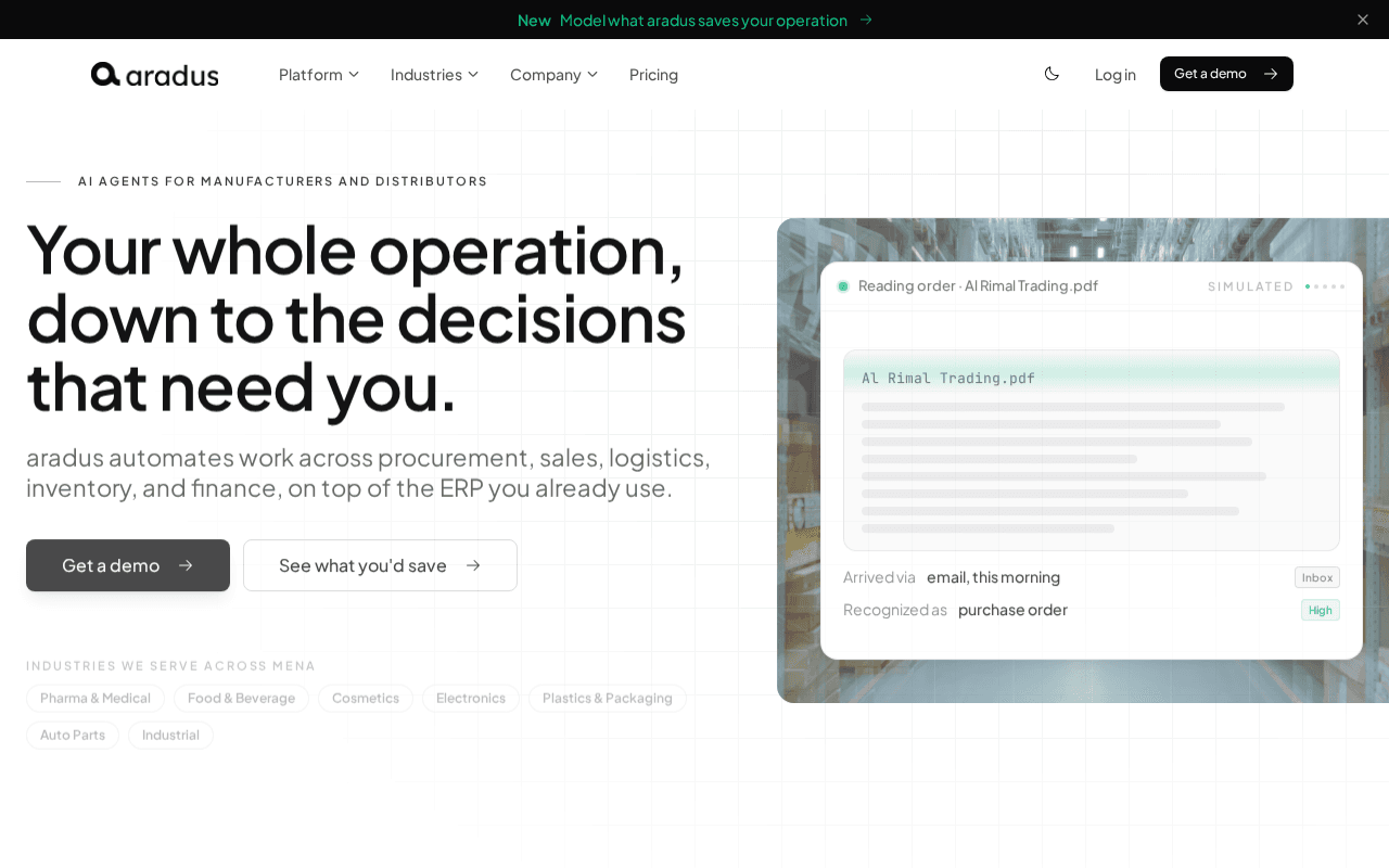 Screenshot of aradus.ai