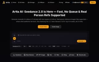 Screenshot of artta.ai