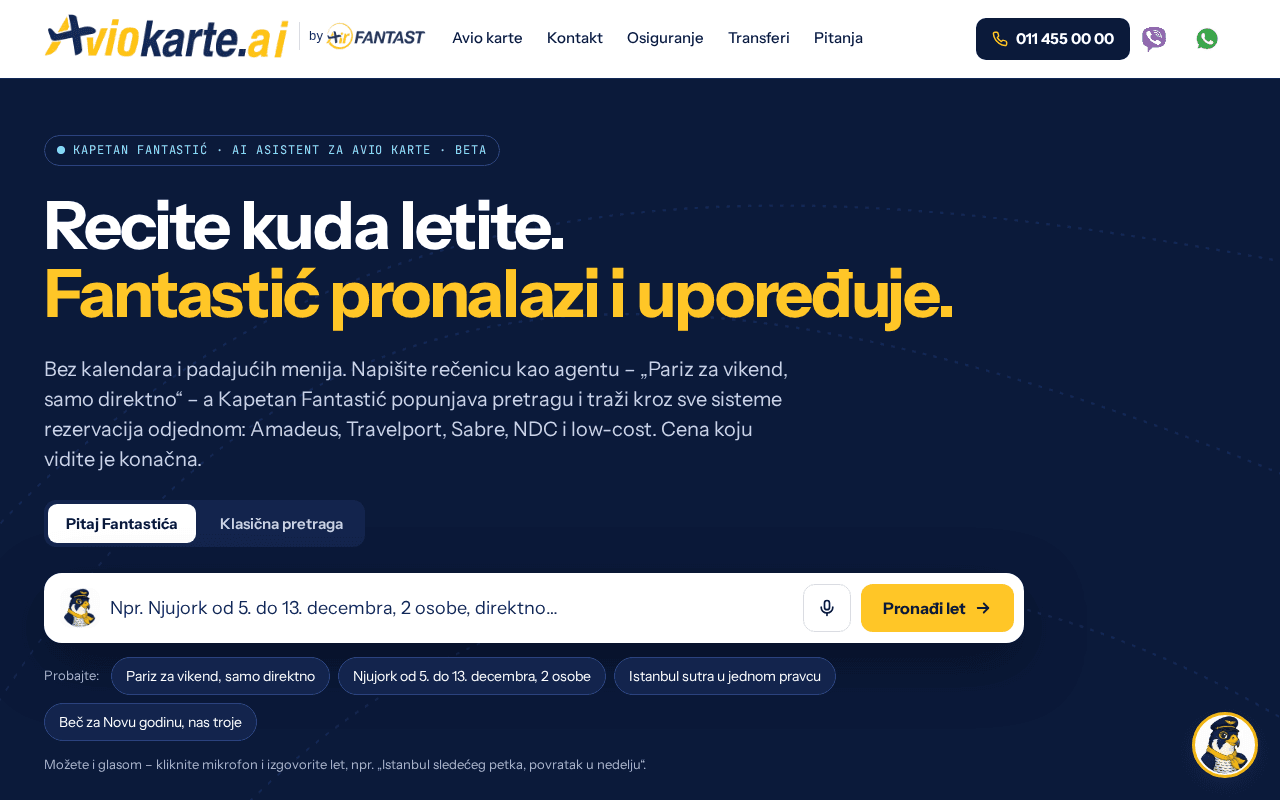 Screenshot of aviokarte.ai