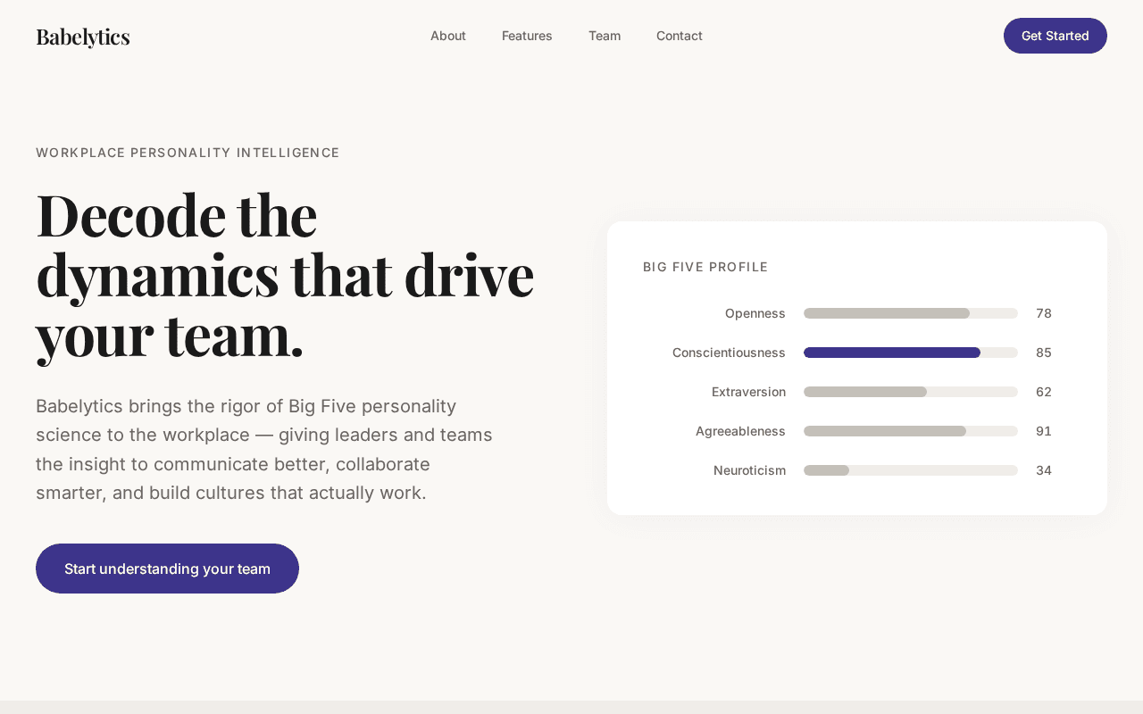 Screenshot of babelytics.ai
