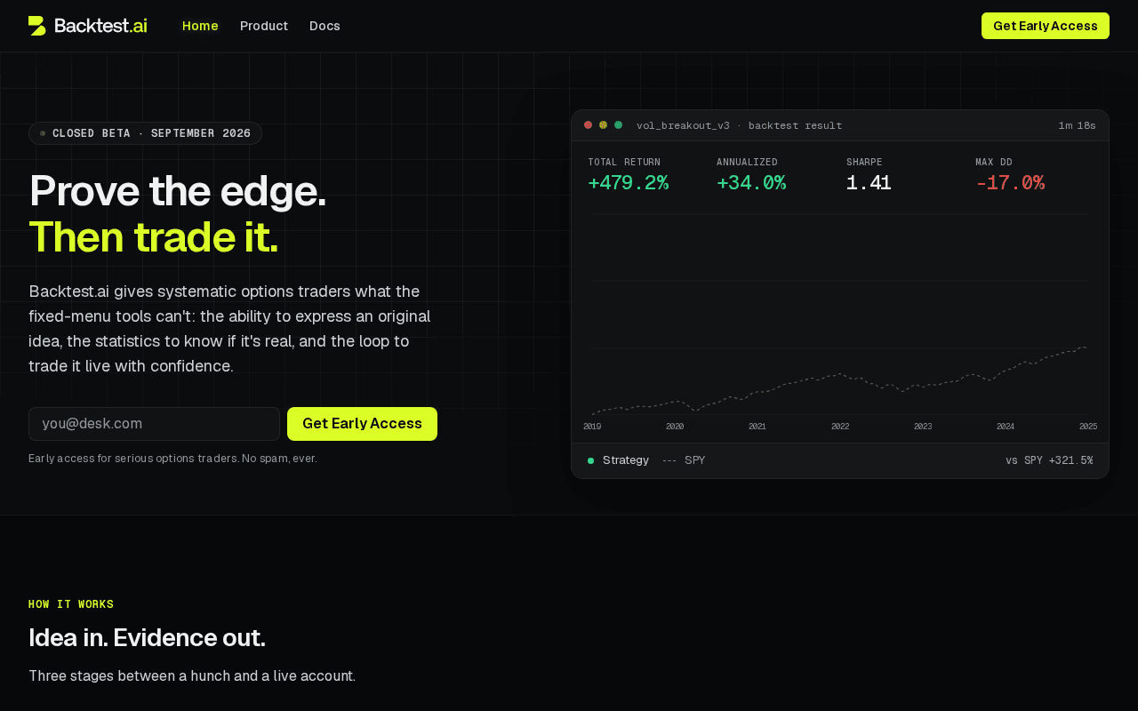 Screenshot of backtest.ai