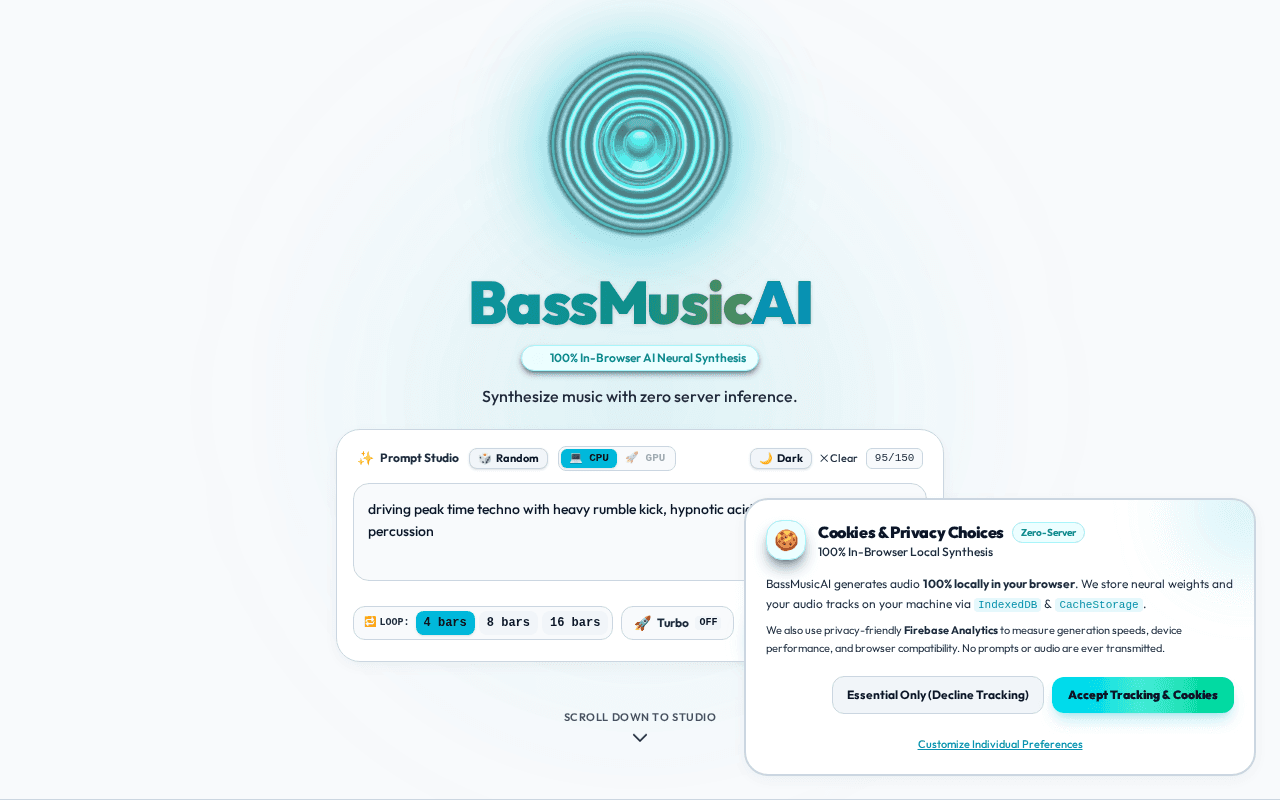 Screenshot of bassmusic.ai