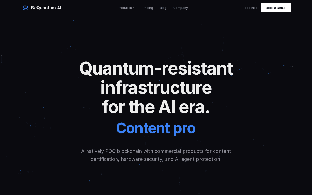 Screenshot of bequantum.ai