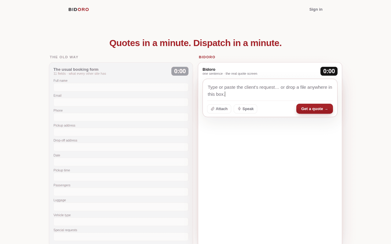 Screenshot of bidoro.ai