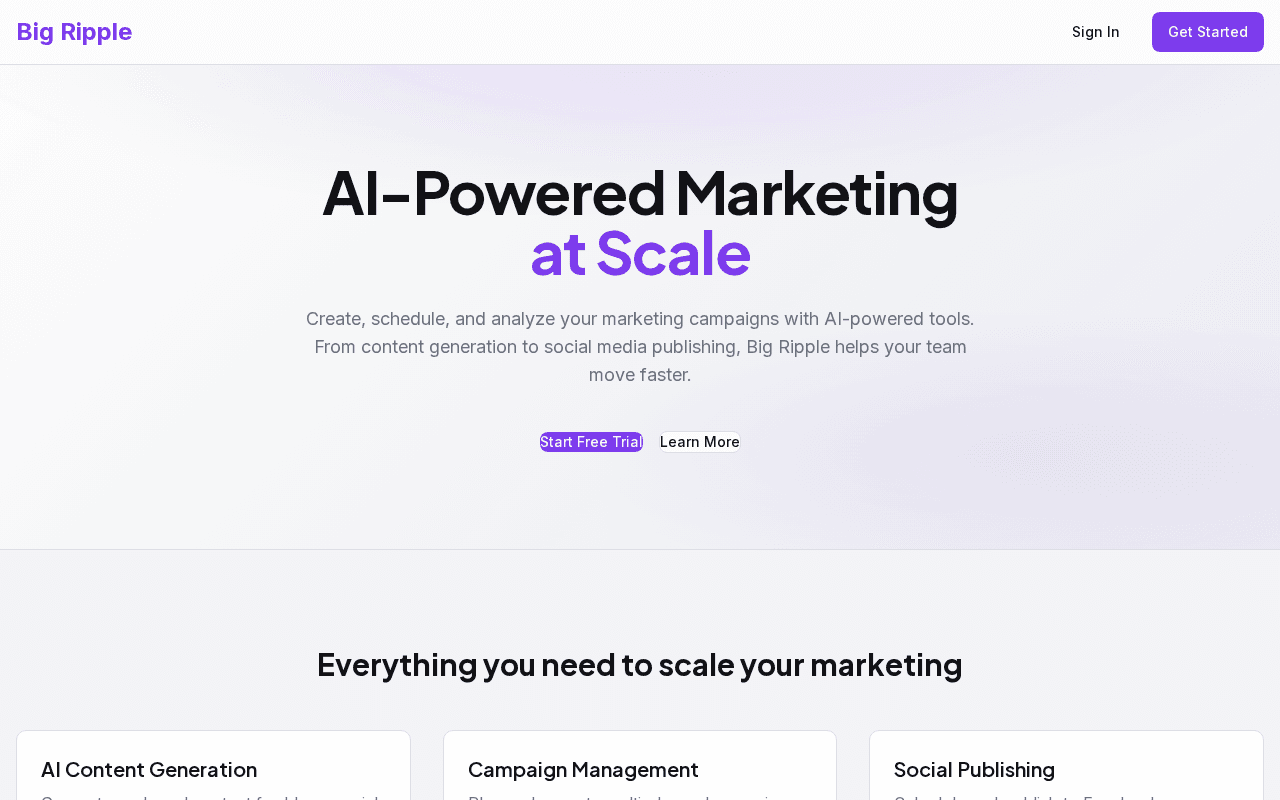 Screenshot of bigripple.ai