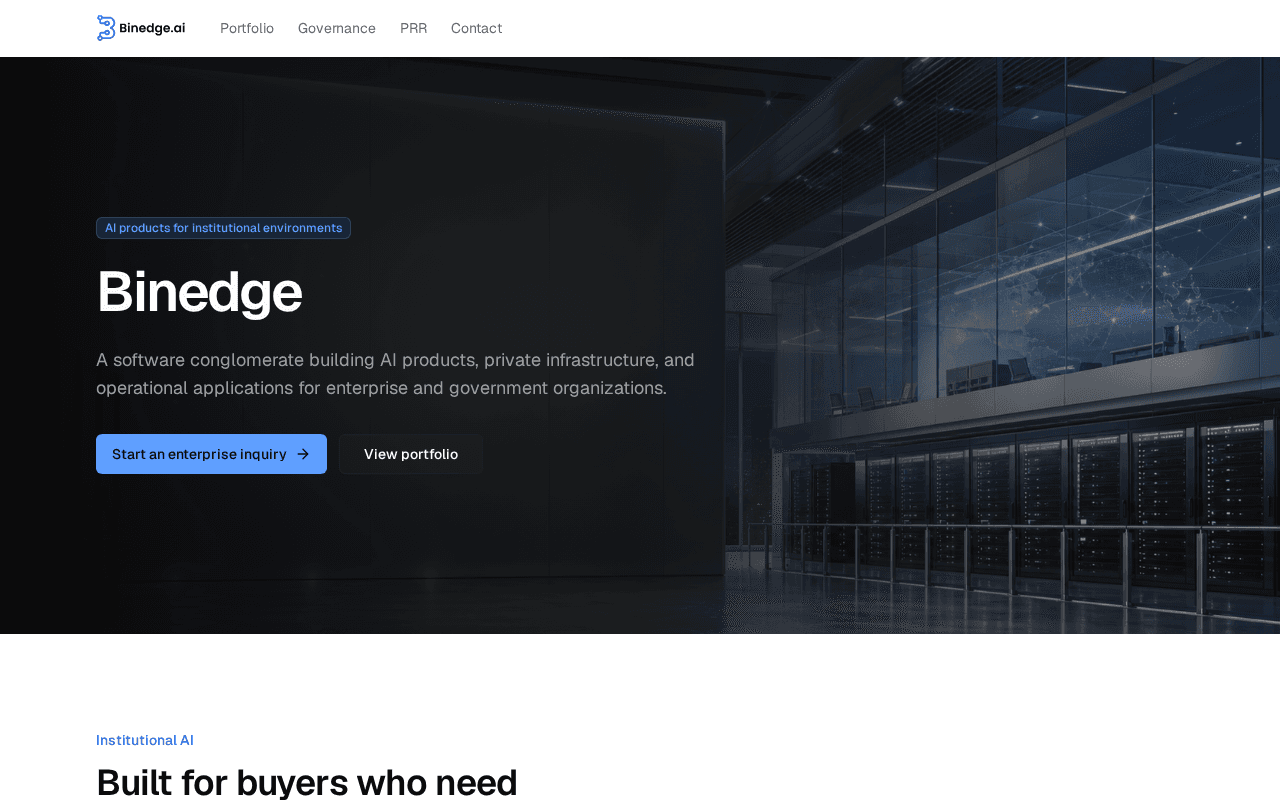 Screenshot of binedge.ai
