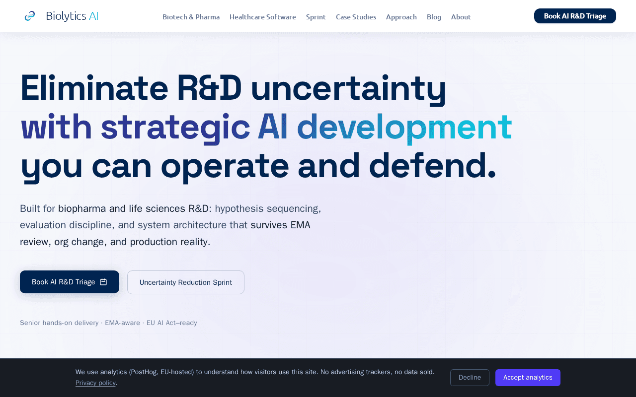 Screenshot of biolytics.ai