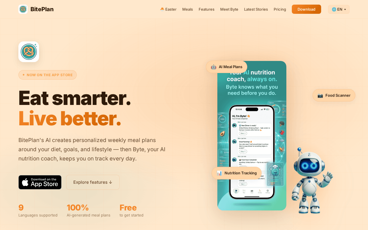 Screenshot of biteplan.ai