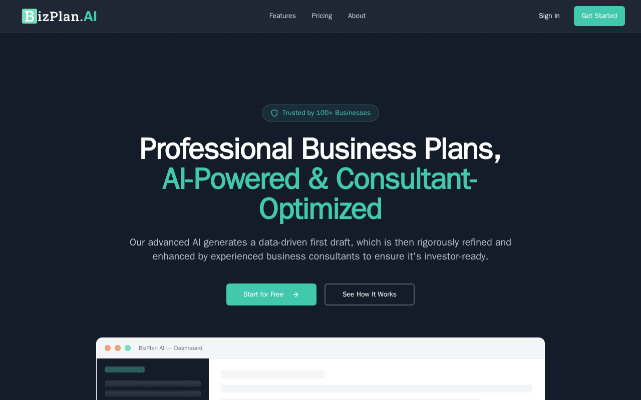 Screenshot of bizplan.ai